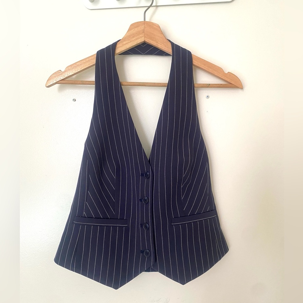 Express Navy Pinstripe Vest